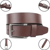 Genuine Leather Slim  Shiny Brown Belt For Men-thumb2