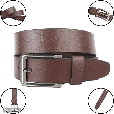 Genuine Leather Slim  Shiny Brown Belt For Men-thumb3