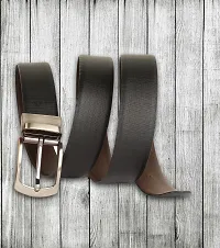 Genuine Leather Slim Textured Reversible Leather Black  Brown Belt For Men-thumb4