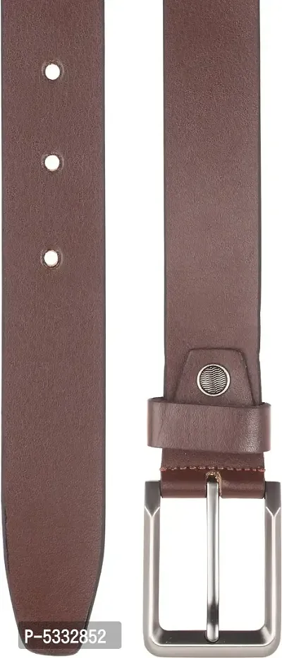 Genuine Leather Slim  Shiny Brown Belt For Men-thumb2
