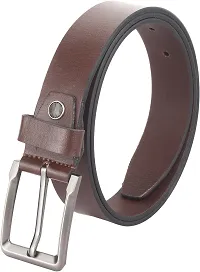Genuine Leather Slim  Shiny Brown Belt For Men-thumb3