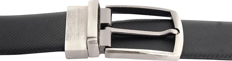 Genuine Leather Slim Textured Reversible Black  Brown Belt For Men-thumb3