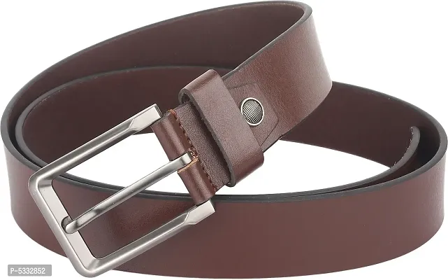 Genuine Leather Slim  Shiny Brown Belt For Men