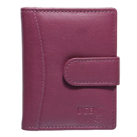 Genuine Leather Formal/Casual/Trendy/Office Purpose RFID Card Protection Color, Button Closure Leather Card Holder Unisex (18 Plastic Card Sleeves/5 Card Slot)