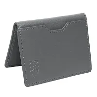 Elegant Genuine Grey Leather Solid Card Holder For Men And Women-thumb1