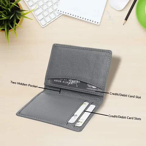 Elegant Solid Genuine Leather Card Holder Wallets For Men