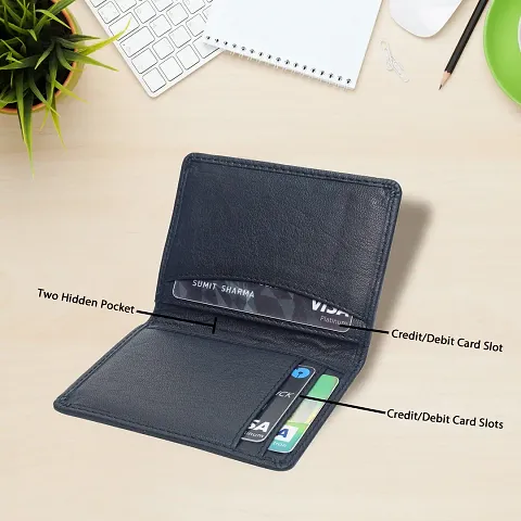 Elegant Solid Genuine Leather Card Holder Wallets For Men