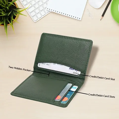 Elegant Solid Genuine Leather Card Holder Wallets For Men