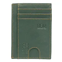 Designer Green Artificial Leather Self Design Card Holder For Men And Women-thumb1