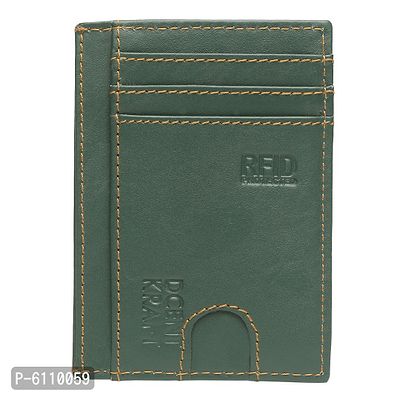 Designer Green Artificial Leather Self Design Card Holder For Men And Women-thumb2