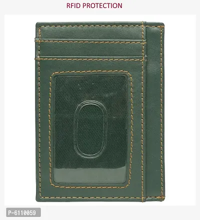 Designer Green Artificial Leather Self Design Card Holder For Men And Women-thumb0