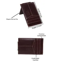 Genuine Leather Slim RFID Card Holder For Men  Women, Magnet Money Clip Brown card holder-thumb1