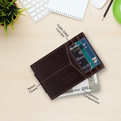 Genuine Leather Slim RFID Card Holder For Men Women, Magnet Money Clip card holder