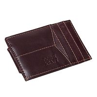 Genuine Leather Slim RFID Card Holder For Men  Women, Magnet Money Clip Brown card holder-thumb3