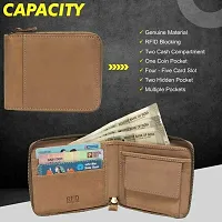 Genuine Leather RFID Zip Around Wallet For Boys, Coin Pocket Trendy Premium Tan Leather Zip Wallet-thumb2