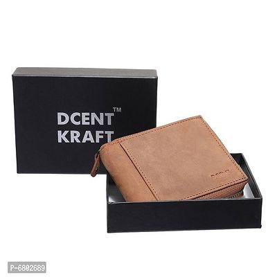 Genuine Leather RFID Zip Around Wallet For Boys, Coin Pocket Trendy Premium Tan Leather Zip Wallet-thumb5
