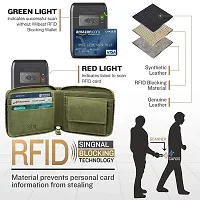 Genuine Leather RFID Zip Around Wallet For Boys, Coin Pocket Trendy Premium Green Leather Zip Wallet-thumb1