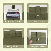 Stylish Green Leather Self Design Card Holder For Men-thumb2