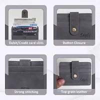 Stylish Grey Leather Self Design Card Holder For Men-thumb2