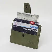 Stylish Green Leather Self Design Card Holder For Men-thumb1