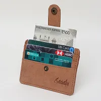 Stylish Tan Leather Self Design Card Holder For Men-thumb1