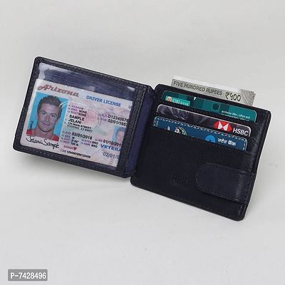 Stylish Blue Leather Striped Card Holder For Men-thumb2