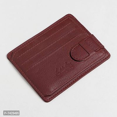Stylish Brown Leather Striped Card Holder For Men