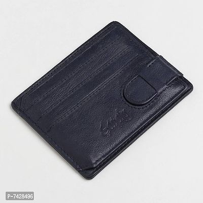 Stylish Blue Leather Striped Card Holder For Men-thumb0