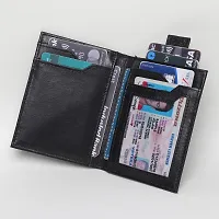 Stylish Black Leather Solid Card Holder For Men-thumb1