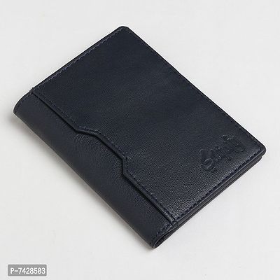 Stylish Blue Leather Solid Card Holder For Men