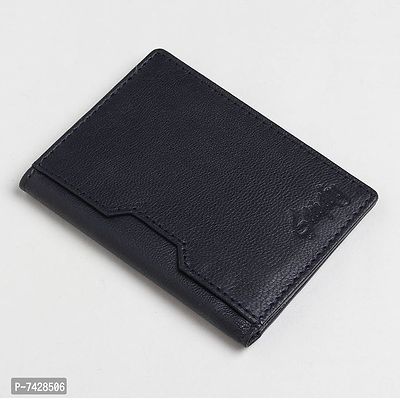Stylish Blue Leather Solid Card Holder For Men