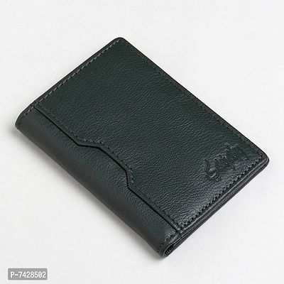 Stylish Green Leather Solid Card Holder For Men
