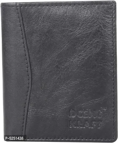 Genuine Leather Formal RFID Protected Black Color Slim Card Holder Wallet (6 Card Slot)-thumb0