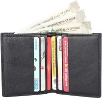 Genuine Leather Formal RFID Protected Black Color Slim Card Holder Wallet (6 Card Slot)-thumb1