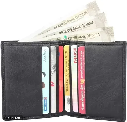 Genuine Leather Formal RFID Protected Black Color Slim Card Holder Wallet (6 Card Slot)-thumb2