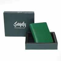 Genuine Leather Slim and Trendy Green Button Closure Leather Wallet For Men and Women-thumb1