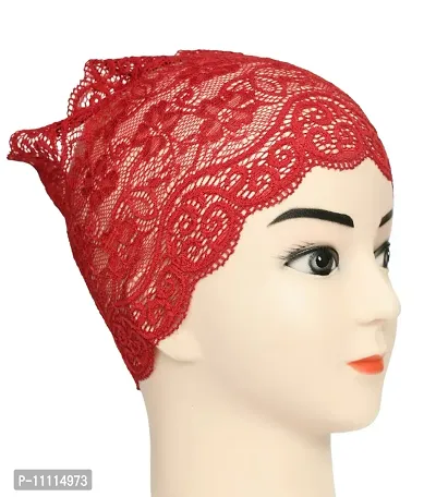 Hijab Headband for Women, Under Hijab Scarf Black and Dark Red Naqab Headband for Girls (2 Pcs)-thumb4