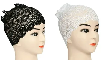 Hijab Headband for Women, Under Hijab Scarf Black and White Naqab Headband for Girls (2 Pcs)-thumb1