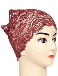 Hijab Headband for Women, Under Hijab Scarf Black and Dark Maroon Naqab Headband for Girls (2 Pcs)-thumb3