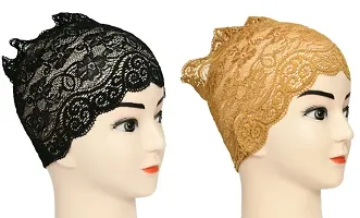 Hijab Headband for Women, Under Hijab Scarf Black and Dark Blue Naqab Headband for Girls (2 Pcs)-thumb2