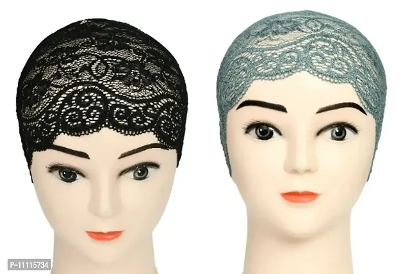 Hijab Headband for Women, Under Hijab Scarf Black and Grey Naqab Headband for Girls (2 Pcs)