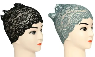 Hijab Headband for Women, Under Hijab Scarf Black and Grey Naqab Headband for Girls (2 Pcs)-thumb1