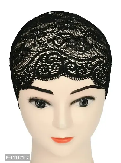 Hijab Headband for Women, Under Hijab Scarf Black and Orange Naqab Headband for Girls (2 Pcs)-thumb3