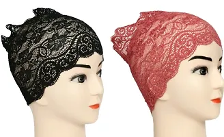 Hijab Headband for Women, Under Hijab Scarf Black and Light Maroon Naqab Headband for Girls-thumb1