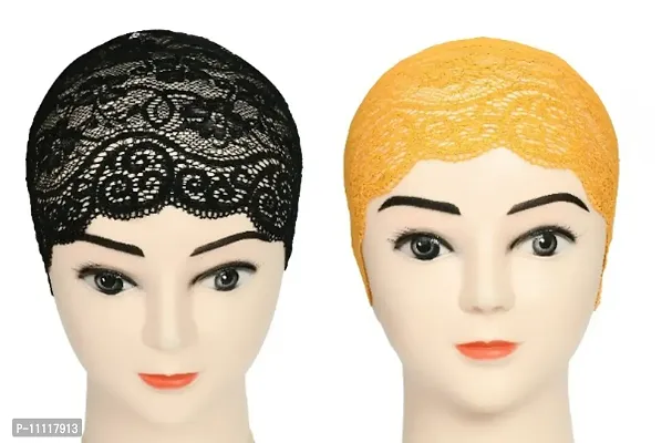 Hijab Headband for Women, Under Hijab Scarf Black and Yellow Naqab Headband for Girls