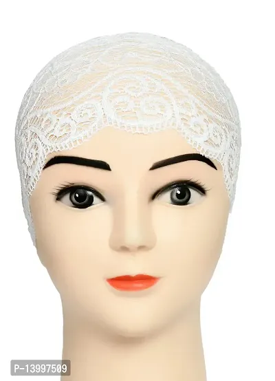 Hijab Headband for Women, Under Hijab Scarf White and Copper Brown Naqab Headband for Girls (2 Pcs)-thumb4
