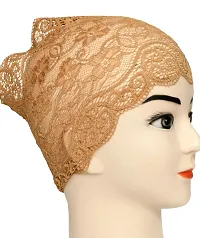 Hijab Headband for Women, Under Hijab Scarf White and Copper Brown Naqab Headband for Girls (2 Pcs)-thumb1