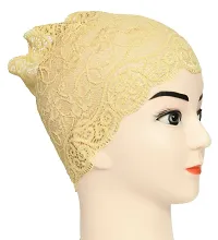 Hijab Headband for Women, Under Hijab Scarf White and Cream Naqab Headband for Girls (2 Pcs)-thumb3