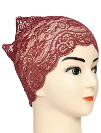 Hijab Headband for Women, Under Hijab Scarf White and Dark Maroon Naqab Headband for Girls (2 Pcs)-thumb4