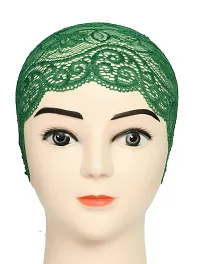 Hijab Headband for Women, Under Hijab Scarf White and Green Naqab Headband for Girls (2 Pcs)-thumb2